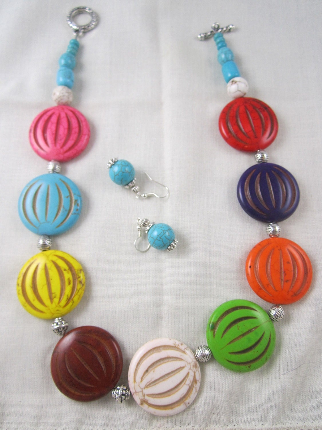 Magnesite Necklace Multicolor Chunky Summer Beads