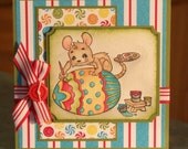 Adorable Easter Card, Henry the Mouse Egg Art