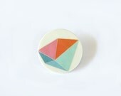 Pink blue geometric brooch porcelain jewelry by AtelierGilet - Hopscotch n. 8