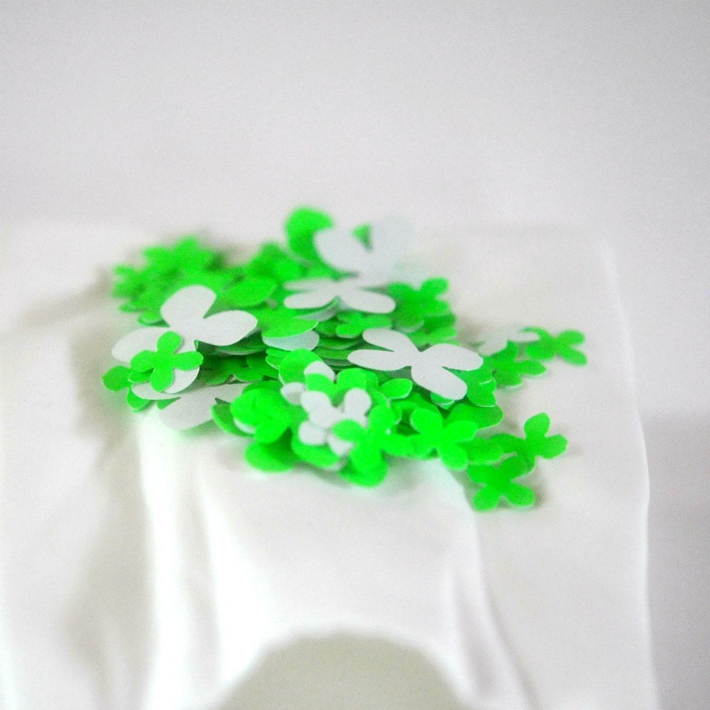 Confetti 100 Tiny Paper Flowers Neon Green Spring