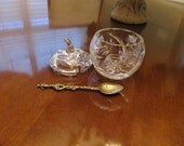 Cut Glass Sugar Bowl with Spoon