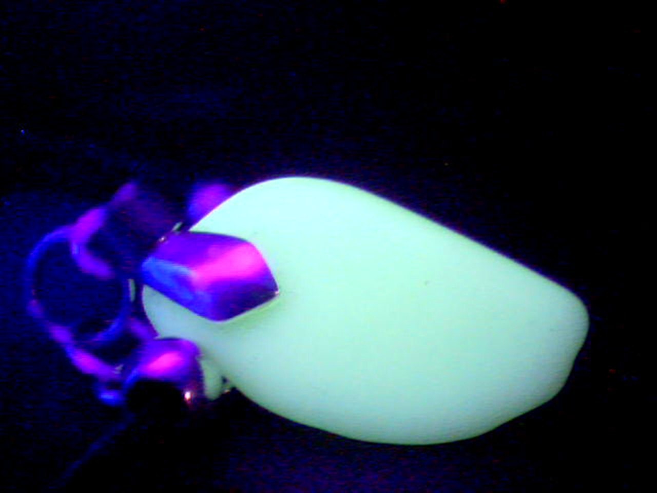 Genuine white UV glow in the dark beach sea glass pendant jewelry handmade necklace Lake Erie