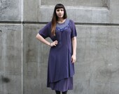 40s PURPLE SEQUINS Dress - rare large size