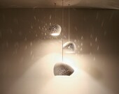 Claylight Cluster: Three Pendant Chandelier Lighting (line pattern)