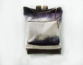Canvas & Leather City Backpack, Haversack in Hand Dyed Stormy Weather (Storm, Cream, Olive, Brown), Dualist Series