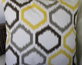 NEW - Designer Decorative Throw Pillow Cover - Ikat Trellis - Dwell Studio - Yellow, Gray, Brown - 18 Inches Square