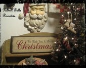 Primitive Christmas We Wish You A Merry Christmas Wood Sign Wall Hanging Decor