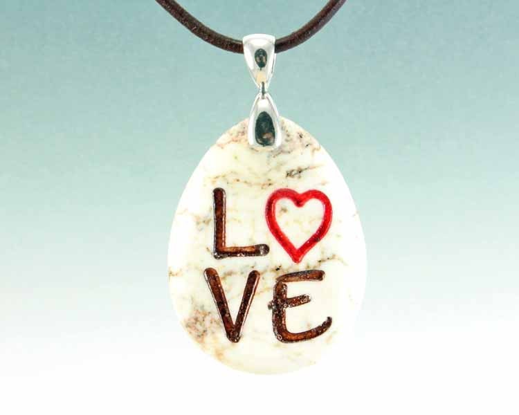 Love - Engraved Stone Pendant - Howlite