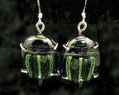 Glass Scarab Necklace and Earrings