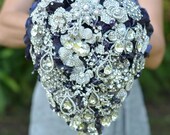 Cascading teardrop heirloom jeweled bouquet -- deposit on a made-to-order wedding bouquet