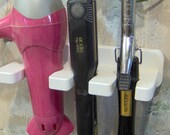 White hair blow dryer curling iron brush 1 and one half flat iron holder wood