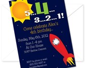Rocket Ship / Space Birthday Party Invitation