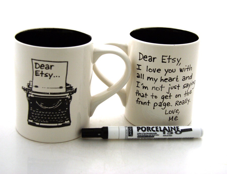 DIY Typewriter Mug, you personalize, write a letter