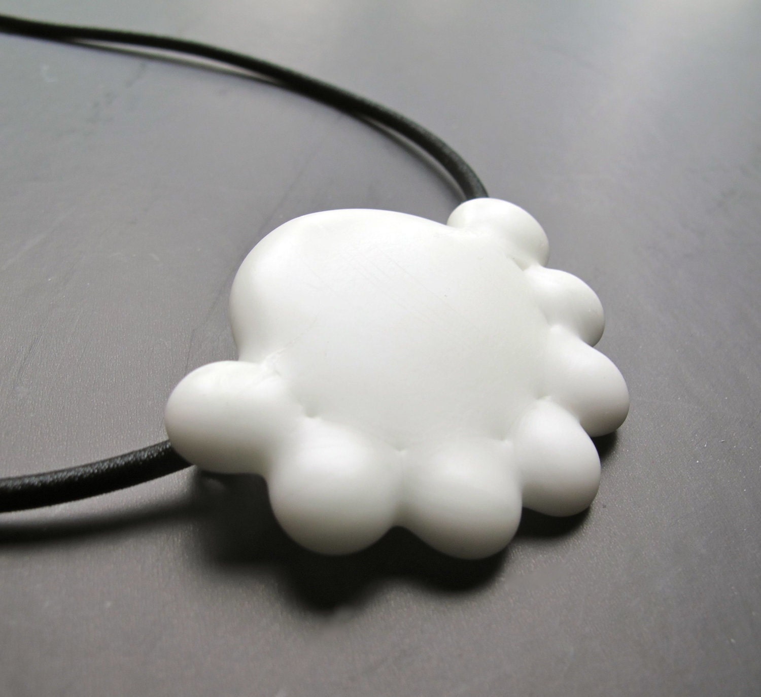 White Flower Fused Glass Necklace