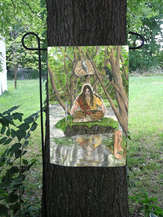 Alder Card, Bran the Blessed, Celtic Ogham Garden Flag