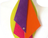 Neon Color Block Leather Earrings - Yellow, Fuchsia, Orange, Purple