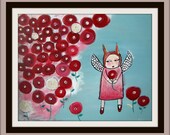 Mixed Media Art, Flower Fairy Whimsical Childrens Decor, Kids Room Wall Art, Artwork for Kids, Wall Art, Nursery Art, Kids Room