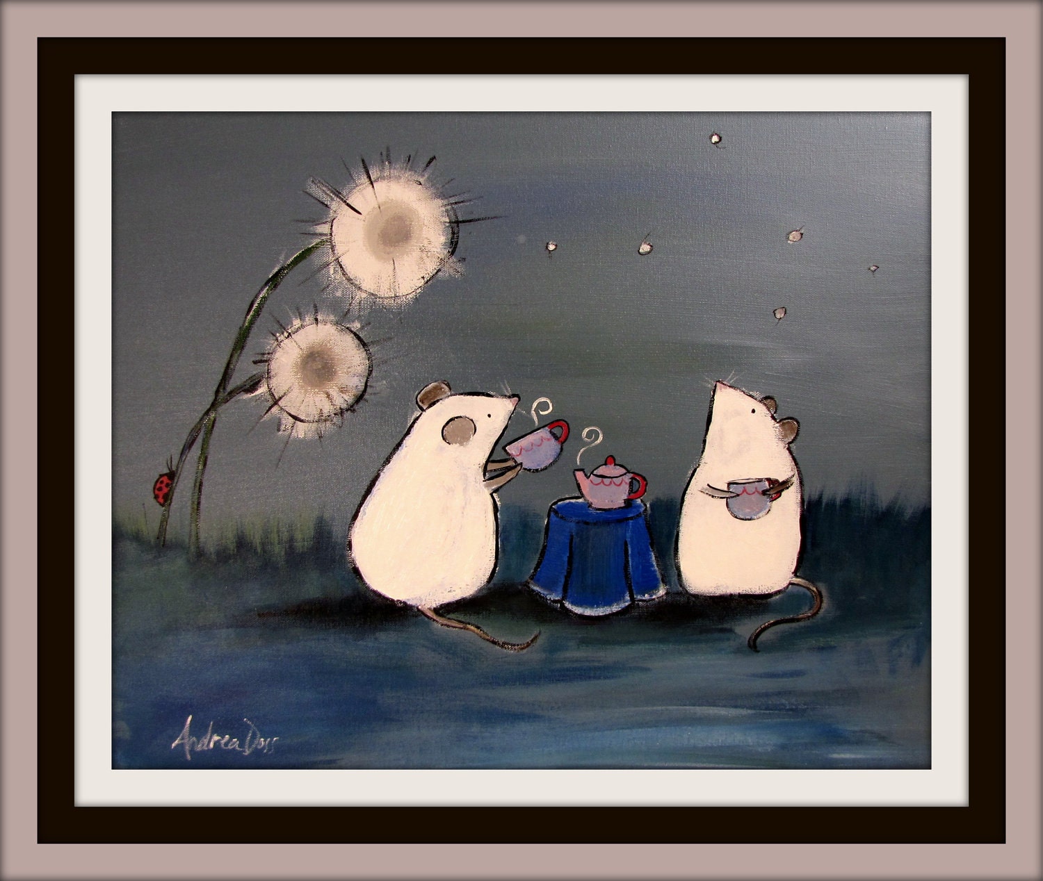Nursery Art, Childrens Decor, Storybook Mouse Tea Party, Artwork for Kids, Wall Art, Nursery Art, Kids Room