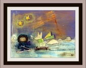 Childrens Decor Mixed Media Acrylic Storybook Painting, Artwork for Kids, Wall Art, Nursery Art, Kids Room