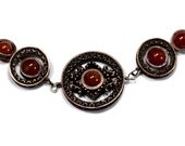 Steampunk Jewelry - Necklace - Red Dragon Veins Fire Agate