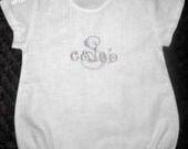 SALE LAST ONE White Linen Baby Toddler Bubble Romper Personalized Unisex Perfect for Boy or Girl size 12 month only