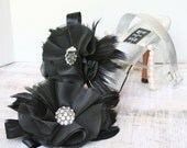 Bridal Shoe Clips, Black Floral Shoe Clips, Flower Shoe Clips, Wedding Accessories, Black bridal Shoe Clips, Wedding, Bridal, Rhinestone