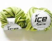 Frilly Scarf Ruffle Yarn Shades of GREEN 2 Skeins Ice 3.5oz Total Knit Crochet Craft Lime Green