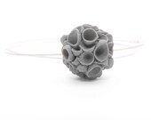 Ceramic Jewelry, Khao-Lak Sterling Silver Necklace With Porcelain Flowers, Gray Color
