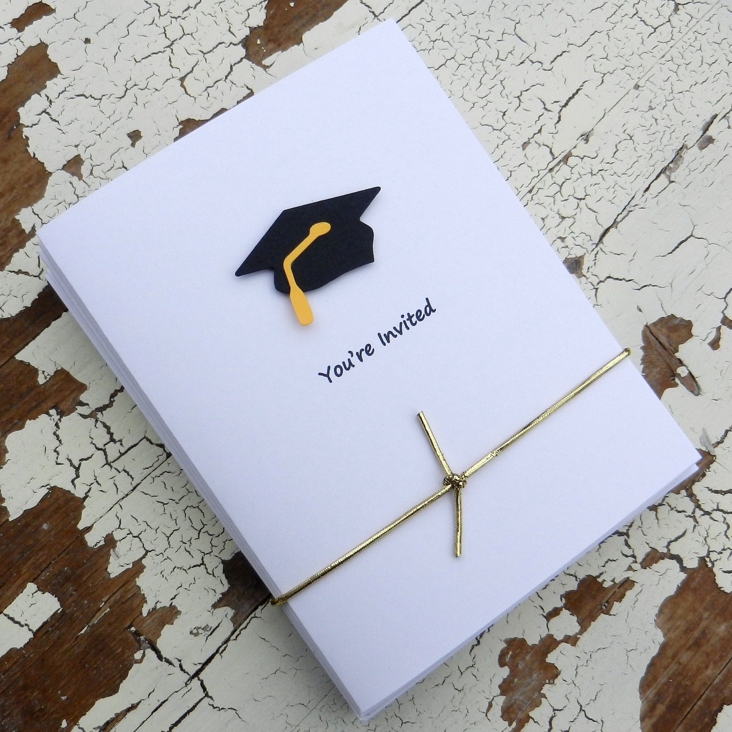 Handmade Graduation Invitations - 10 Pack - White