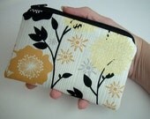 Gold Floral Little Zipper pouch Coin Purse Gadget Case (Padded) - LIMITED