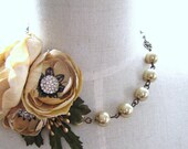 Statement Necklace Woodland Beige Latte Mocha Special Occasion Wedding Necklace Set - The Glamourous Sophie