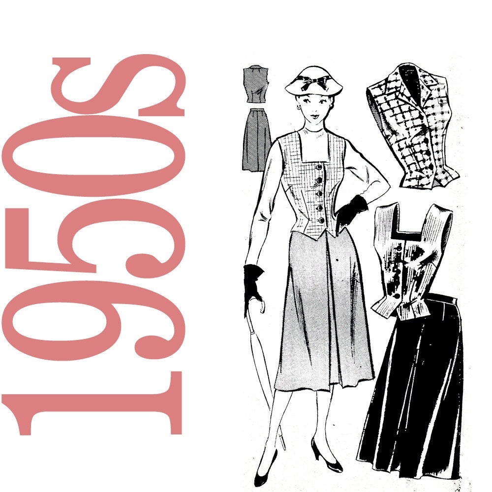 50s Blouse, Skirt Vintage Pattern - B 36 - Mail Order Pattern 2471