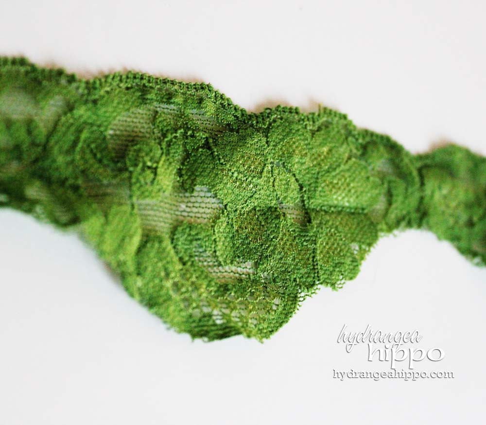 Emerald Olive Green Elastic Lace Trim - 3 Yards