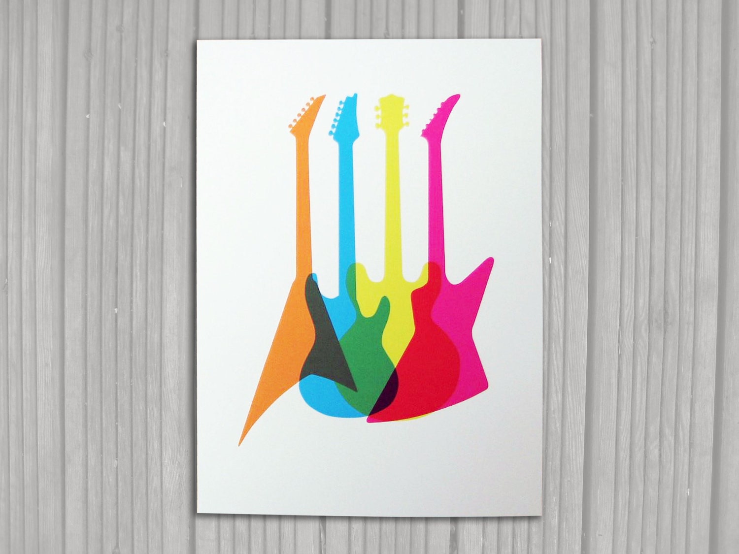 Bold guitar print A3 - music wall art - digital illustration