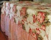 beautiful shabby vintage floral quilted bedspread peaches and creams twin