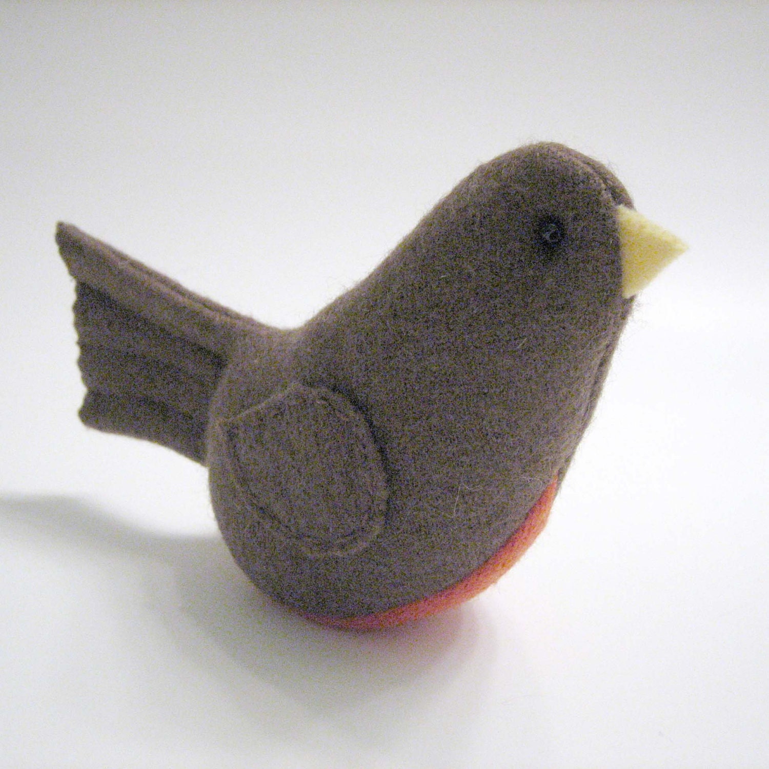 First Robin of Spring Felted Wool Soft Sculpture Bird Upcycled from Felted Wool Sweaters - mmwolters