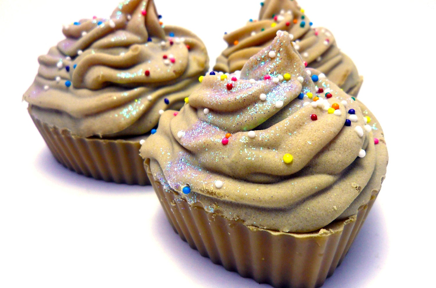 Cupcake Soap - Creme Brule Scent - Life Size Heart Shape