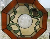 Octagon Stained Glass with Vintage Glass Plate
