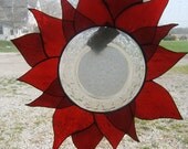 Stained Glass Poinsettia with Crystal Plate