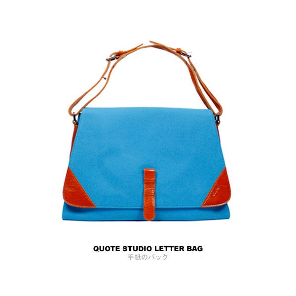 QUOTE The Letter Bag -- leather n canvas (Blue)