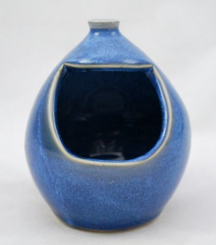 Blue French Salt Pig or Cellar Wheel Thrown Pottery