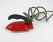 Vintage Toy Iron  -  Red Black and Silver  -  1940s Electric Toy Iron  -  Laundry Room
