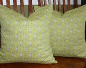 Decorative Accent Pillow Covers - Set of Two 18 Inch - Yellow and Grey
