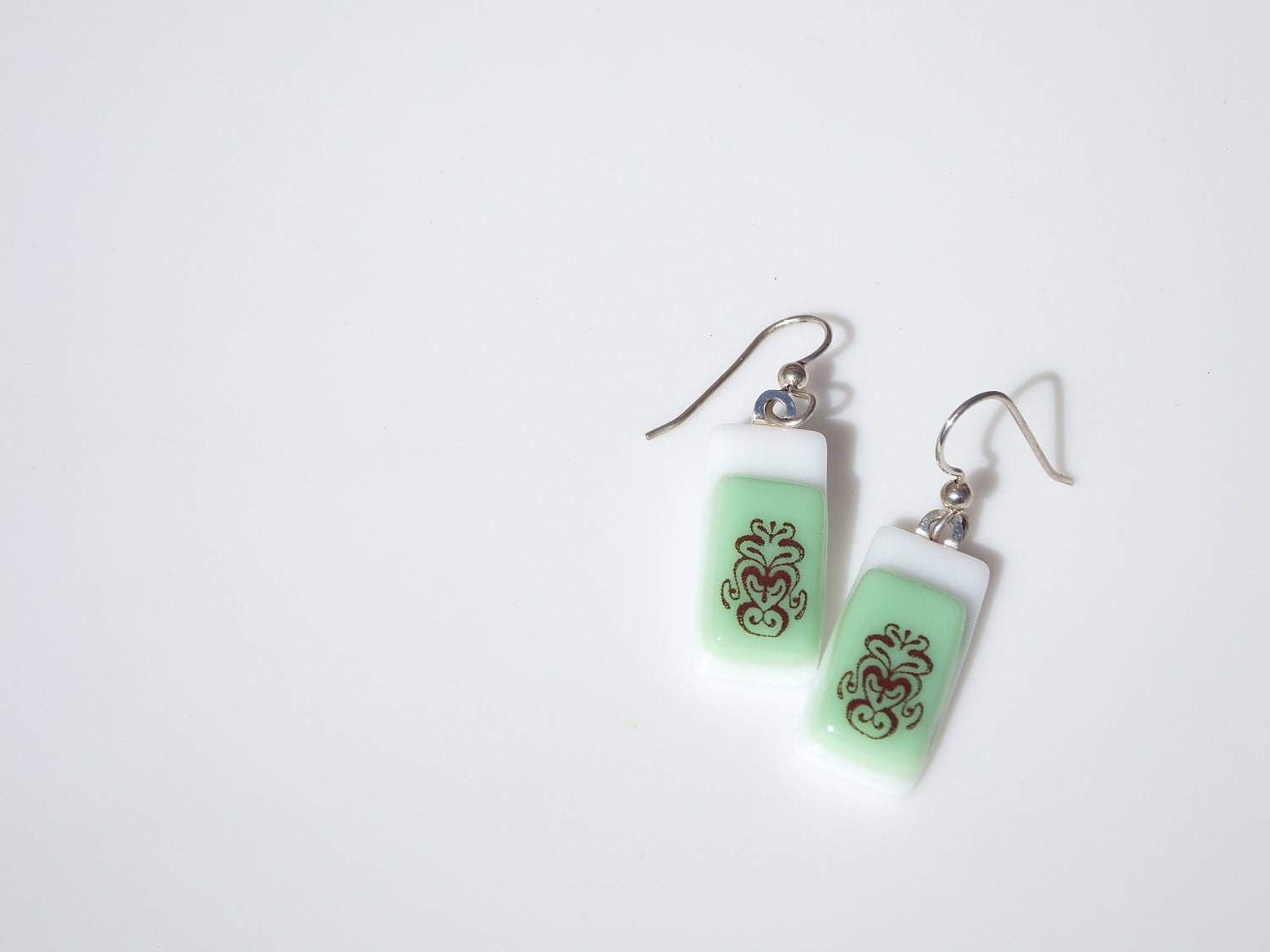 Gift, Graduation Gift, Handmade Sage Art Deco Earrings FREE SHIPPING (to USA)
