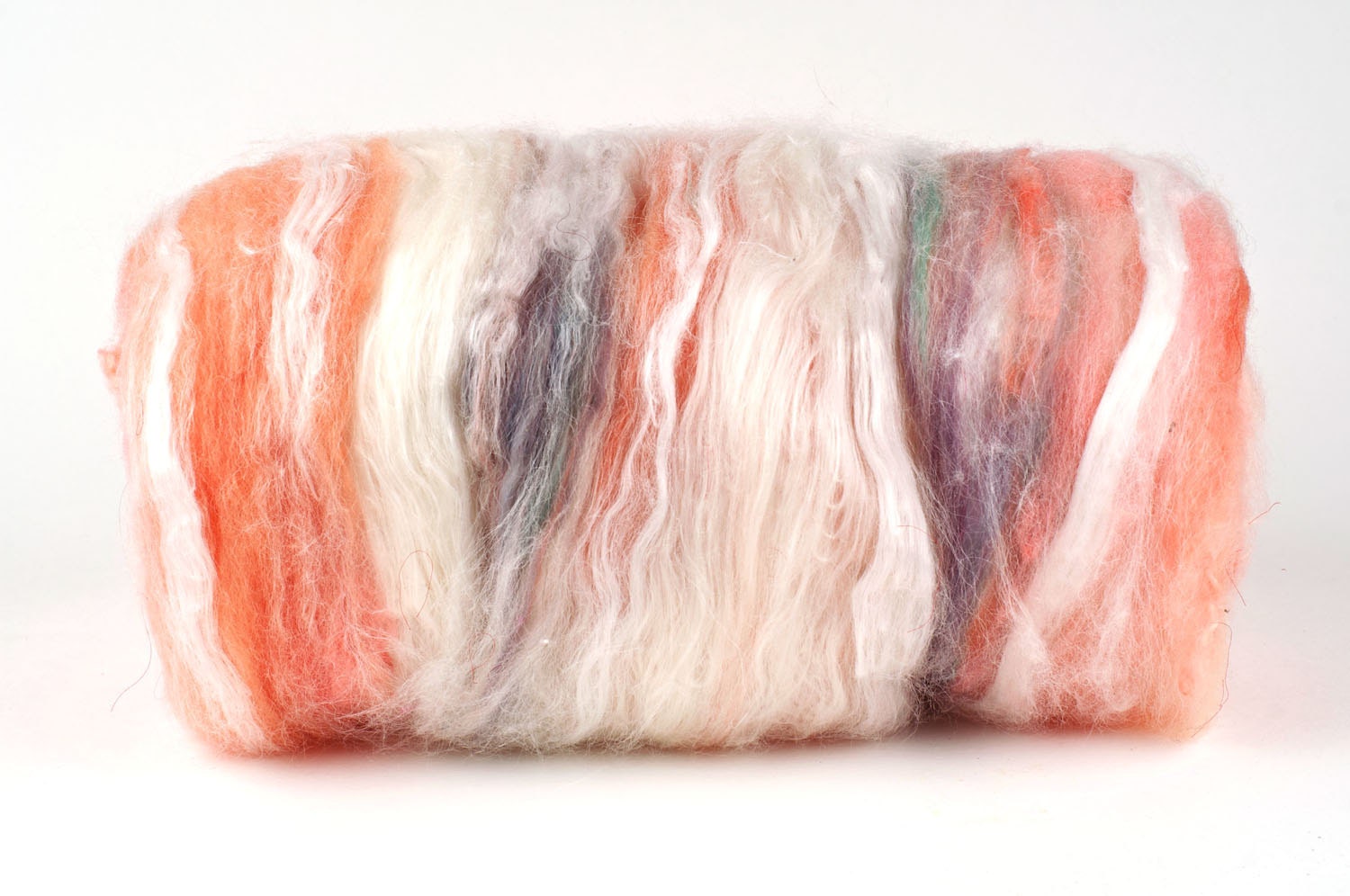 Spinning Batts, Drum carded fibers for spinning or felting. Peaches and Cream, by WoolWench