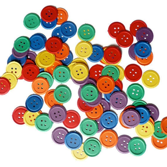 100 Embossed Pastel Paper Buttons/ Punched Die Cut Embellishments in Easter Colors