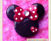 Large Minnie polymer clay pendant/bow center/party favor