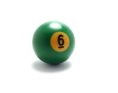Vintage number 6 - Pool Ball - snooker - kelly green - six - sixth