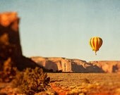 colorful hot air balloon,Monument Valley,dreamy travel landscape photography,film colors travel photography,tilt-shift,desert,surreal print