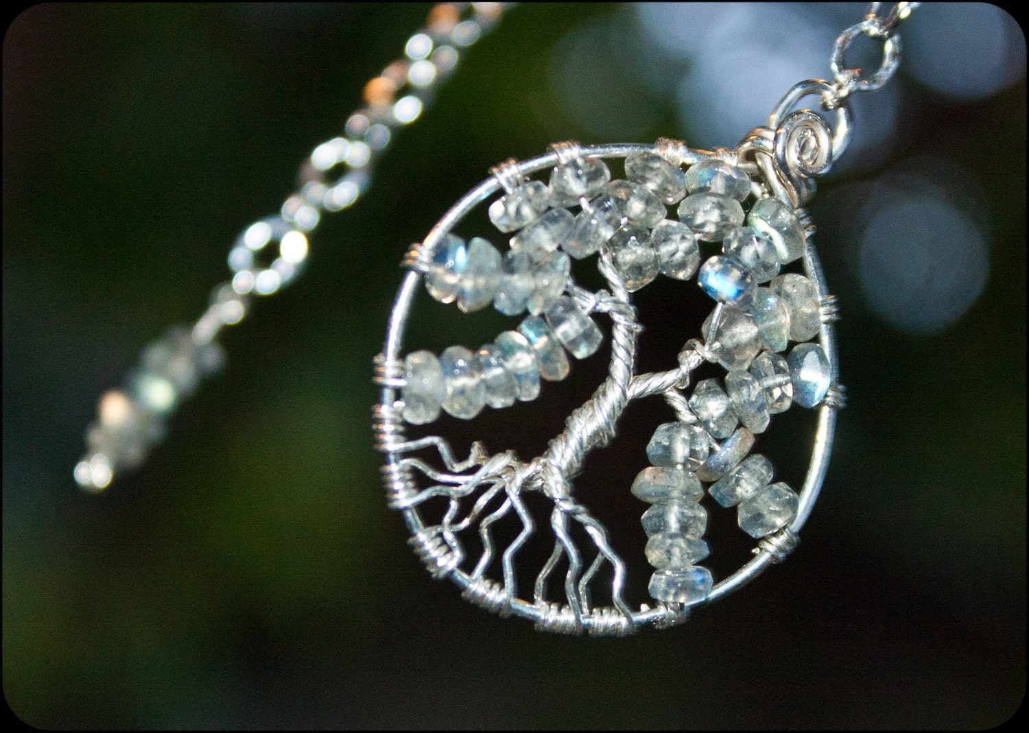 Labradorite Tree of Life Necklace - NOCTURNE - Argentium Sterling Silver